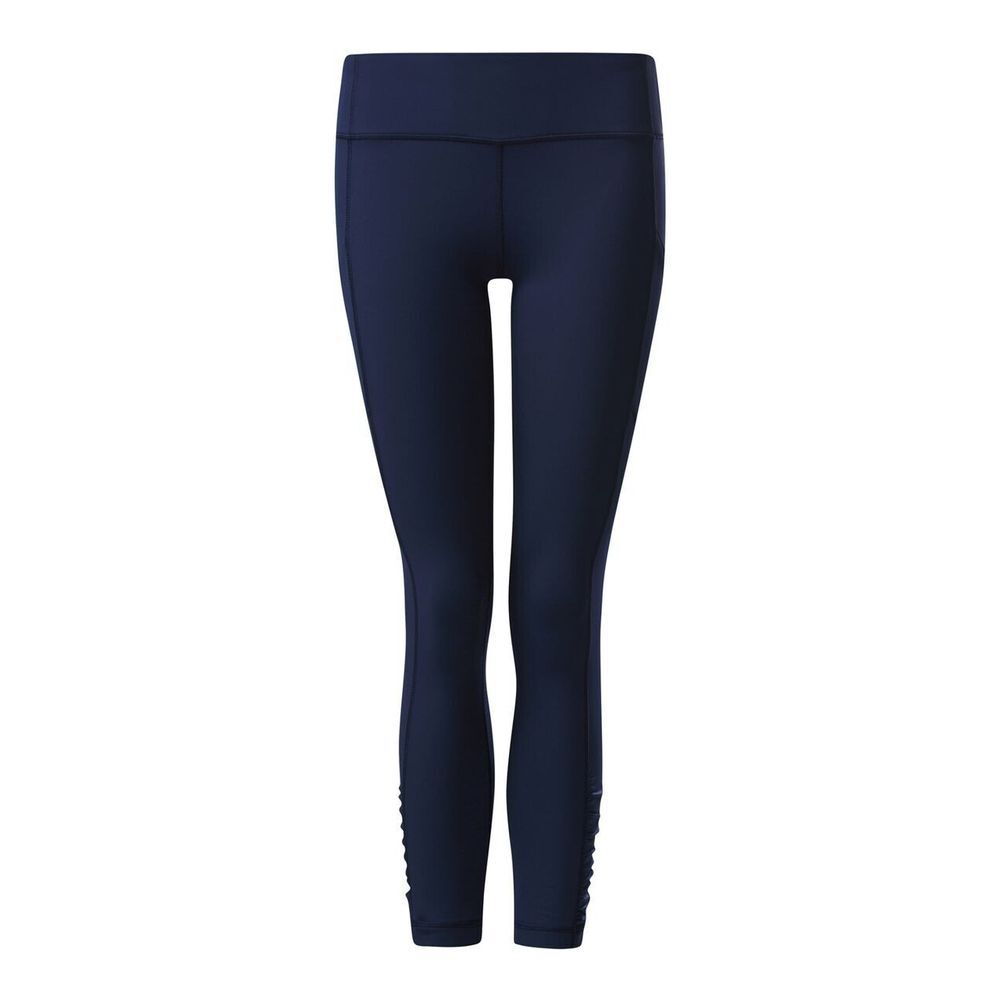 Lululemon Women's Navy Blue Ruched Ankle Side Pocket Speed Tight Leggings Sz 2